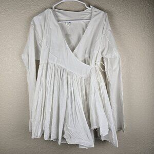 DOSA Christina Kim White Khadi Cotton Rabari Tunic Jacket Wrap Top Size 4 India